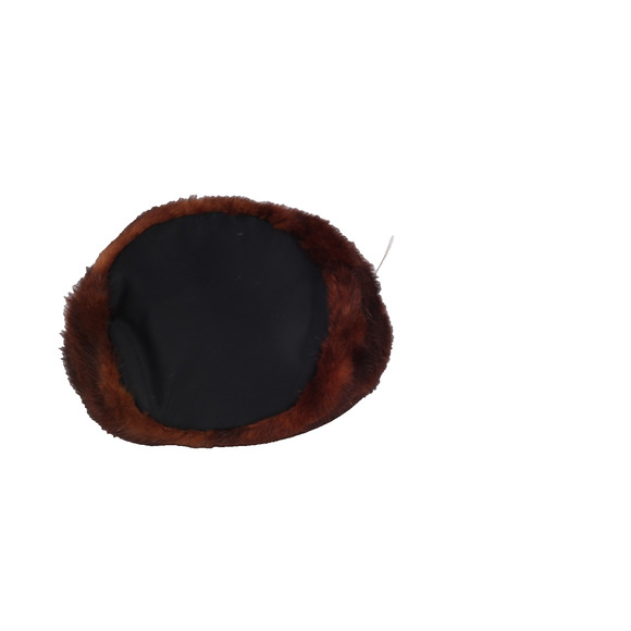 Vintage Brown Mink Fur Pillbox Hat With Black Satin Tims Trendy
